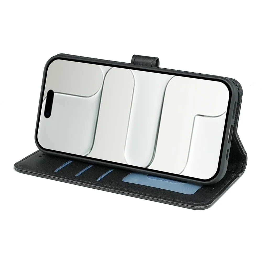 For iPhone Air Wallet Phone Case Pattern Imprint Leather Flip Cover - Black - 3