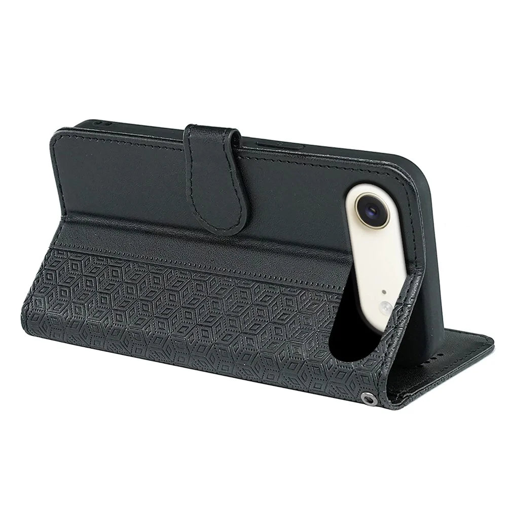 For iPhone Air Wallet Phone Case Pattern Imprint Leather Flip Cover - Black - 4