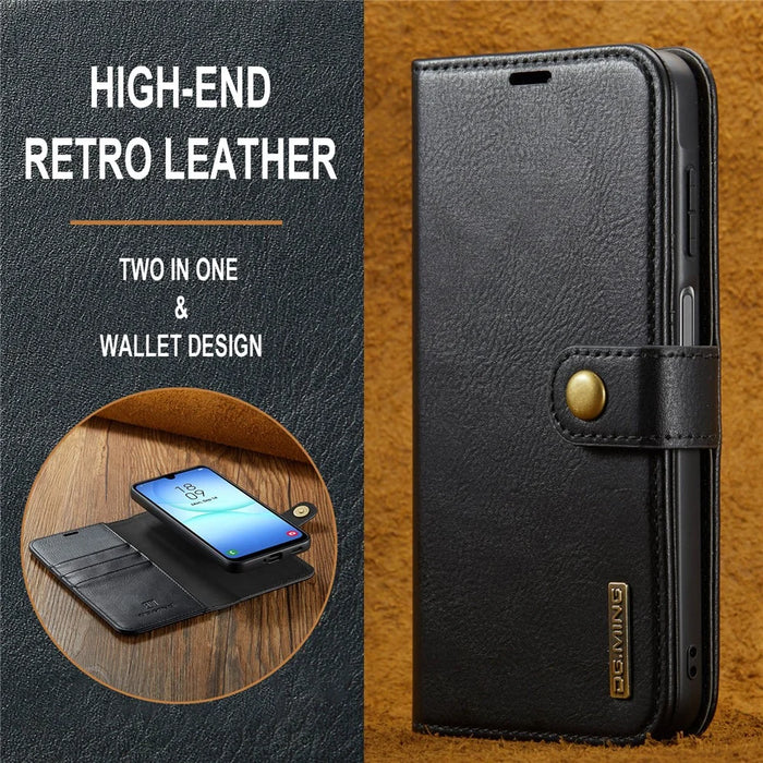 DG.MING for Samsung Galaxy A18 5G / A18 4G / A17 5G / A17 4G Case Detachable Split Leather Phone Cover - Black - 6