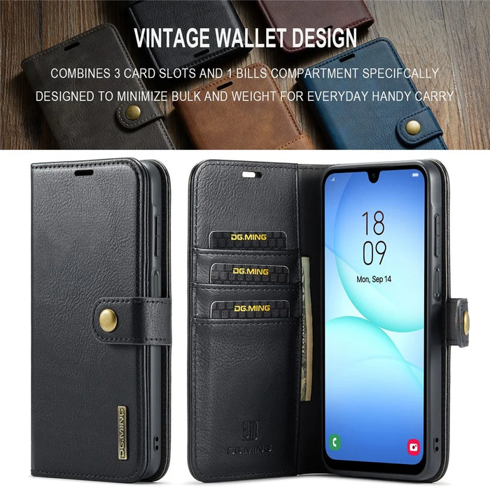 DG.MING for Samsung Galaxy A18 5G / A18 4G / A17 5G / A17 4G Case Detachable Split Leather Phone Cover - Black - 7