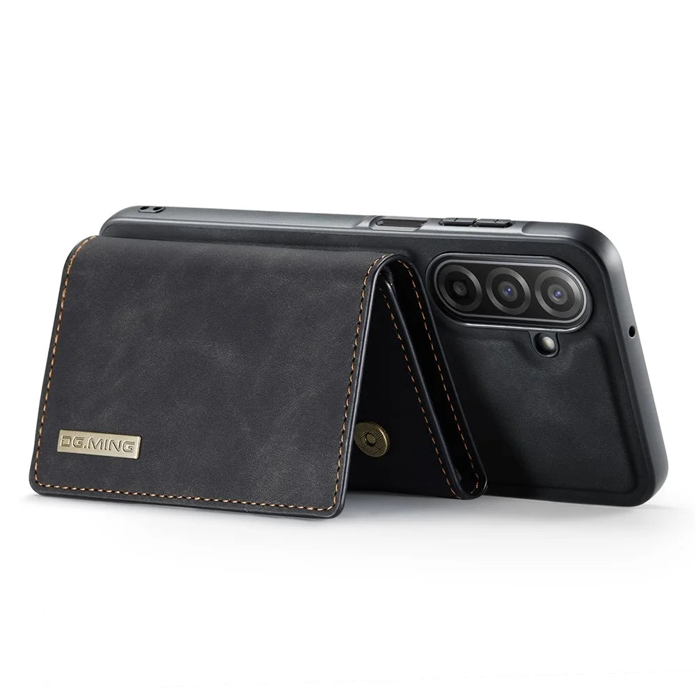 DG.MING M1 Series for Samsung Galaxy A18 5G / A18 4G / A17 5G / A17 4G Case Kickstand PU Phone Cover with Detachable Wallet - Black - 3
