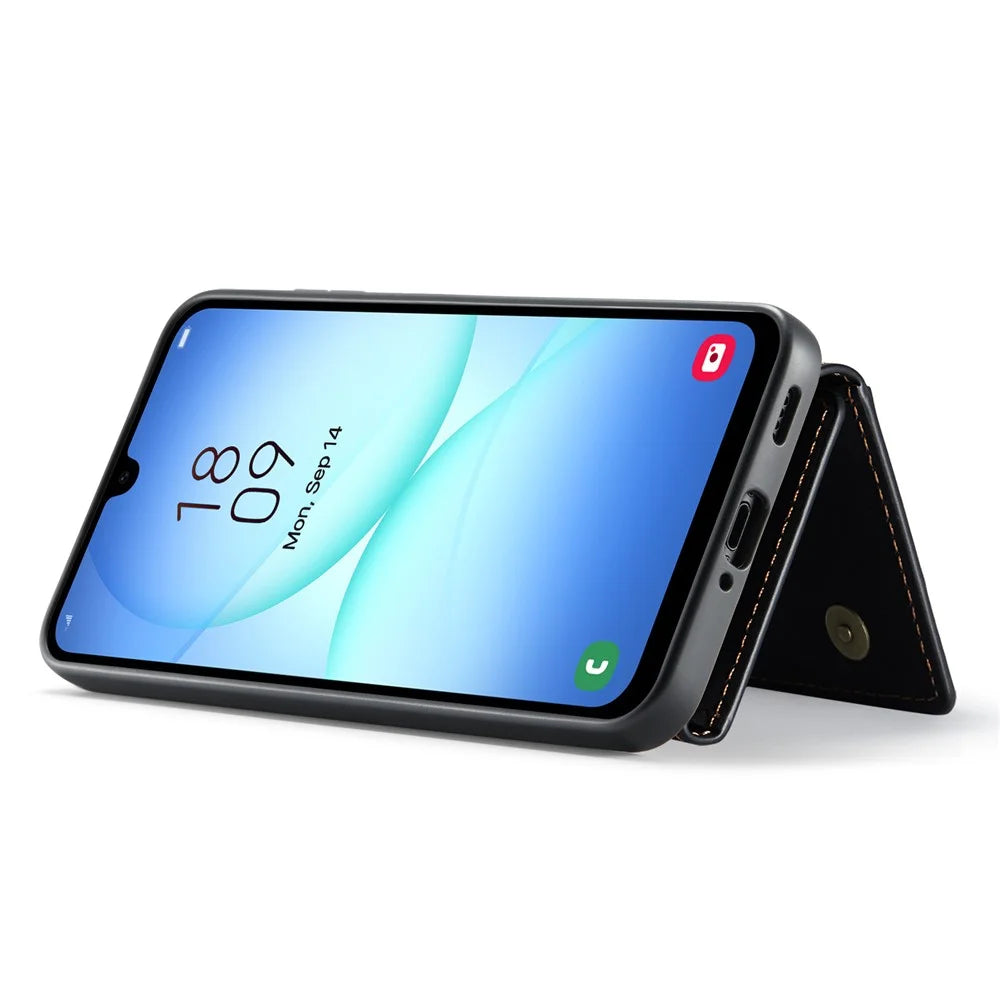 DG.MING M1 Series for Samsung Galaxy A18 5G / A18 4G / A17 5G / A17 4G Case Kickstand PU Phone Cover with Detachable Wallet - Black - 4