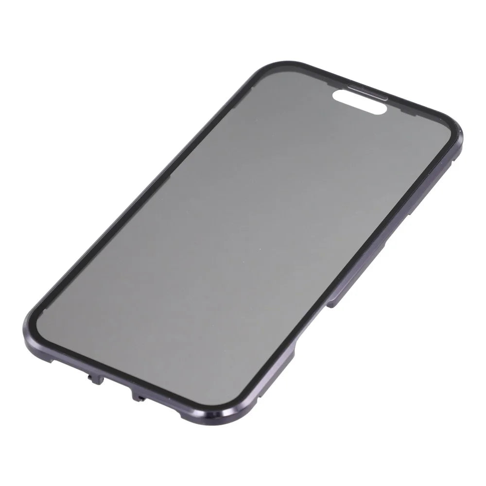 For iPhone 17 Pro Max Case Anti-Spy Double-Sided Tempered Glass + Magnetic Metal Frame Phone Cover - Purple - 5