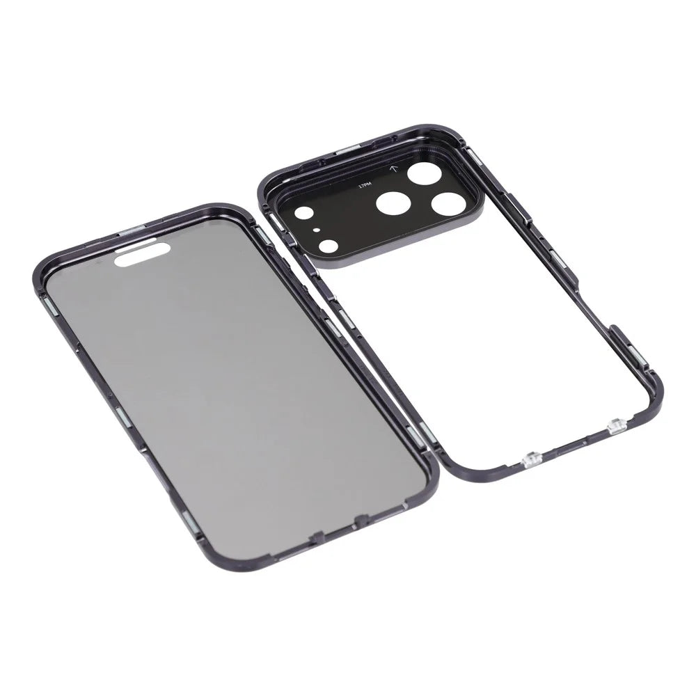 For iPhone 17 Pro Max Case Anti-Spy Double-Sided Tempered Glass + Magnetic Metal Frame Phone Cover - Purple - 7