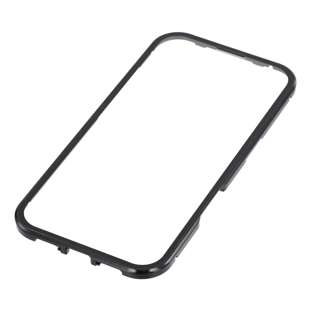 For iPhone 17 Case Ultra Clear Double-Sided Tempered Glass + Magnetic Metal Frame Phone Cover - Black - 5
