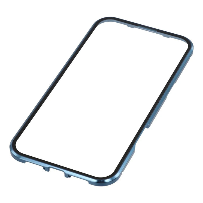 For iPhone 17 Pro Max Case Ultra Clear Double-Sided Tempered Glass + Magnetic Metal Frame Phone Cover - Blue - 6