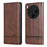 AZNS For vivo X300 5G Case Cowhide Texture PU Leather Wallet Phone Cover - Coffee - 1