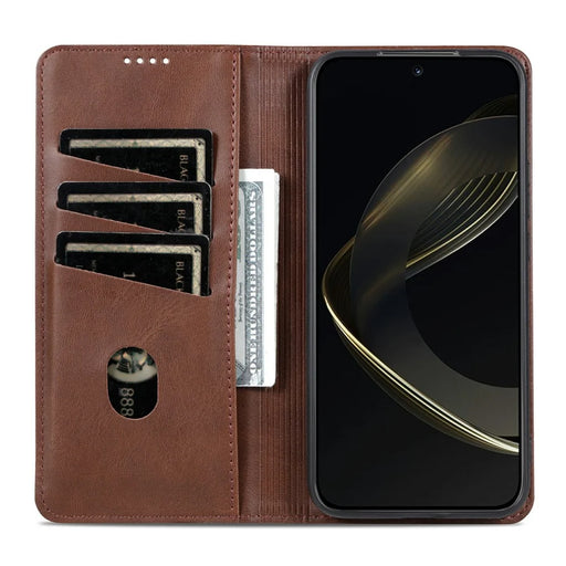 AZNS For vivo X300 5G Case Cowhide Texture PU Leather Wallet Phone Cover - Coffee - 2