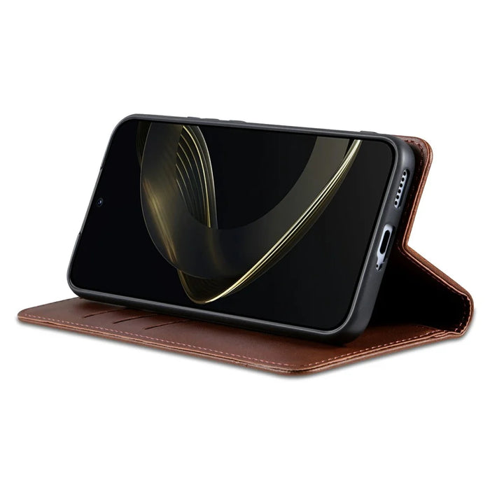 AZNS For vivo X300 5G Case Cowhide Texture PU Leather Wallet Phone Cover - Coffee - 3