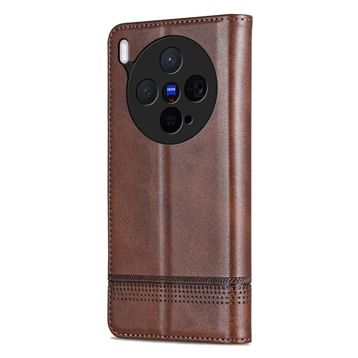 AZNS For vivo X300 5G Case Cowhide Texture PU Leather Wallet Phone Cover - Coffee - 7