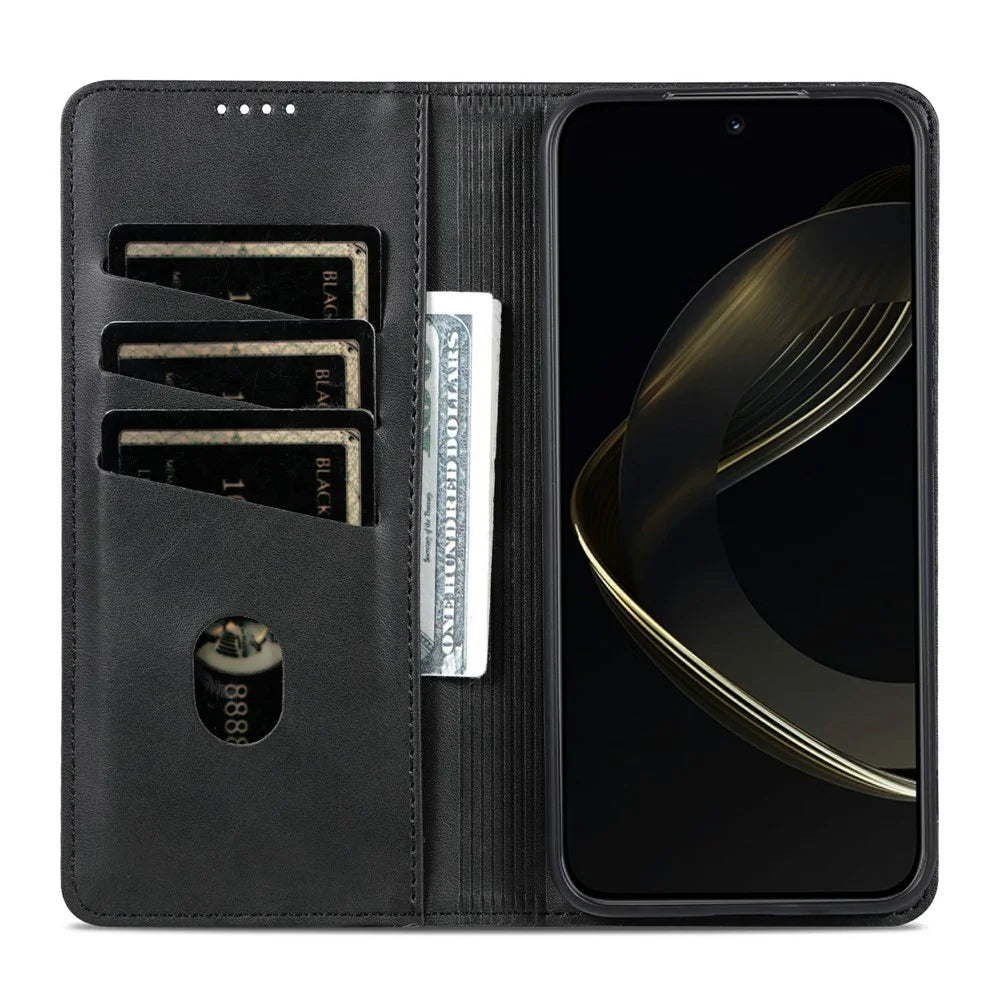 AZNS For vivo X300 Pro 5G Case Cowhide Texture PU Leather Wallet Phone Cover - Black - 2