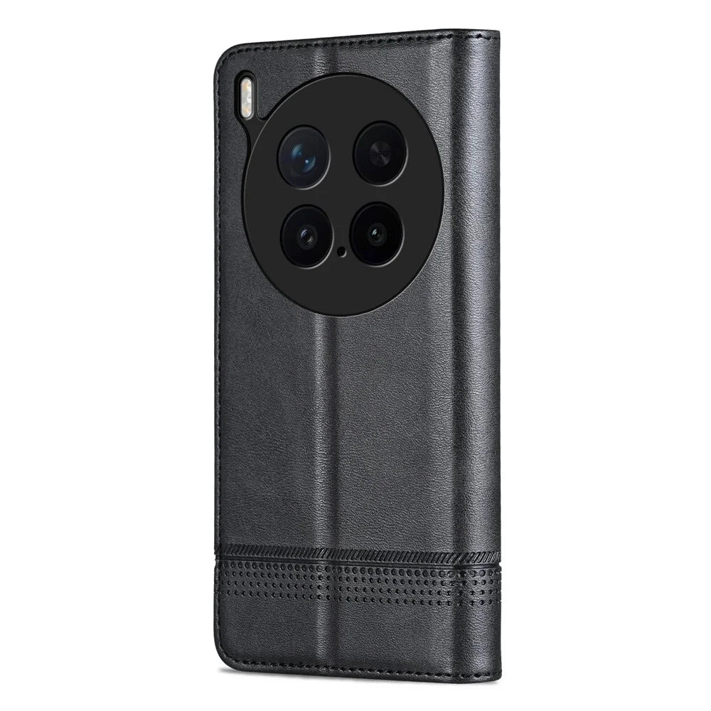 AZNS For vivo X300 Pro 5G Case Cowhide Texture PU Leather Wallet Phone Cover - Black - 7