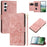 For Samsung Galaxy S26 Case Tulip Leather Phone Cover with 5 Card Slots Wallet - Pink - 1