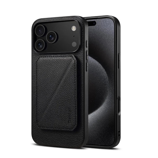 DENIOR D29 For iPhone 17 Pro Magnetic Case Leather Back Phone Cover with Detachable Card Holder - Black - 2