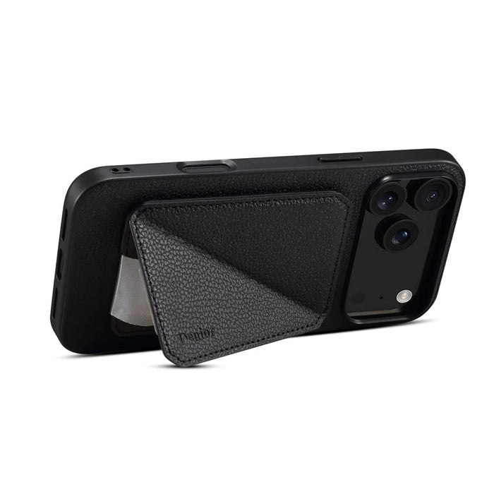 DENIOR D29 For iPhone 17 Pro Magnetic Case Leather Back Phone Cover with Detachable Card Holder - Black - 3