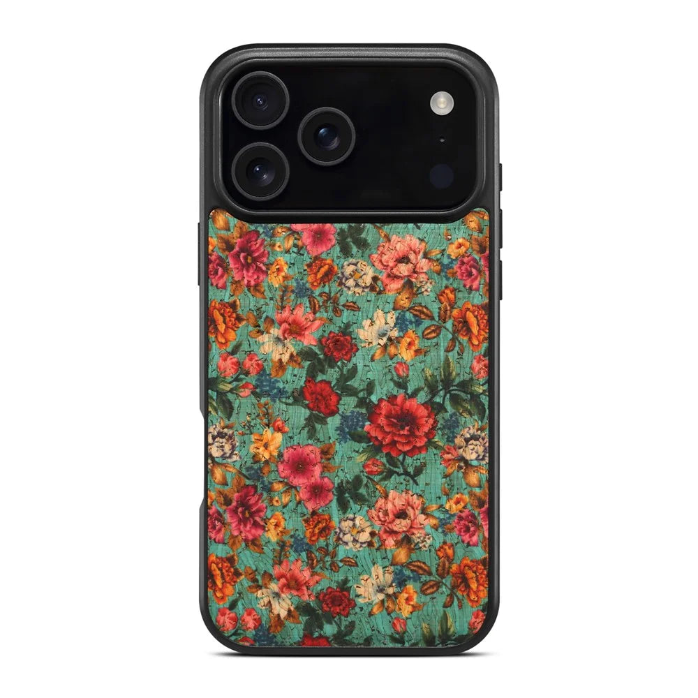 For iPhone 17 Pro Case Compatible with MagSafe Floral PU Leather Back Phone Cover - Blue - 3