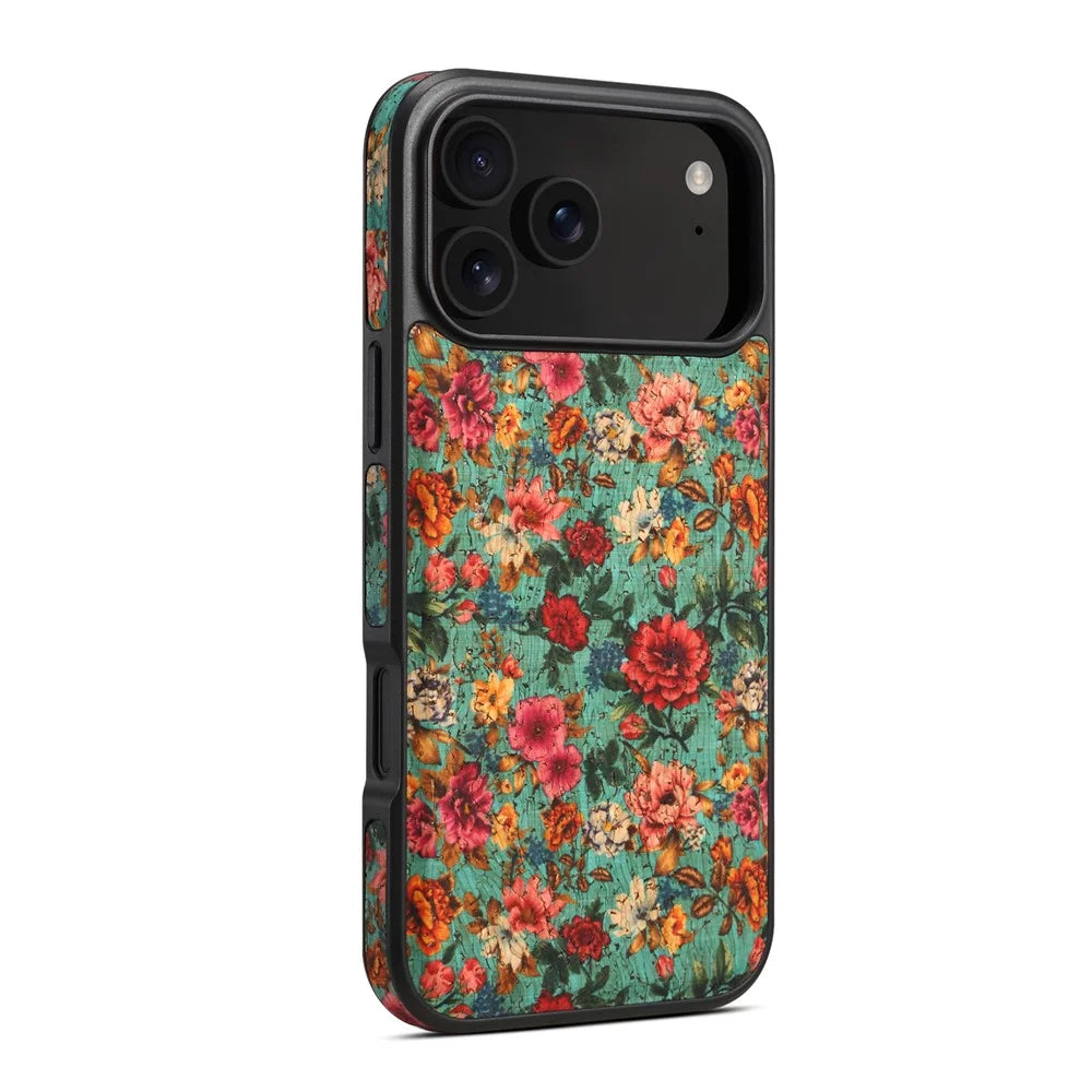 For iPhone 17 Pro Case Compatible with MagSafe Floral PU Leather Back Phone Cover - Blue - 4