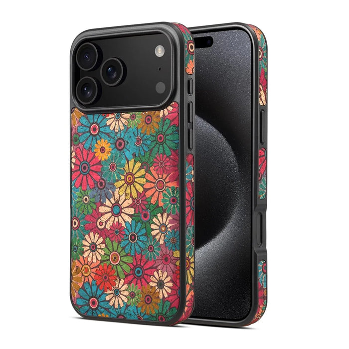 For iPhone 17 Pro Max Case Compatible with MagSafe Floral PU Leather Back Phone Cover - Blue - 5