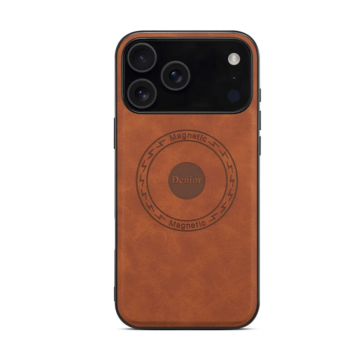 DENIOR A11 For iPhone 17 Pro Case Compatible with MagSafe Leather Coated PC + TPU Phone Cover - Brown - 5