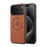 DENIOR A11 For iPhone 17 Pro Case Compatible with MagSafe Leather Coated PC + TPU Phone Cover - Brown - 6