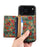 For iPhone 17 Pro Magnetic Case Detachable Card Bag Flower Leather Back Cover - Blue - 7