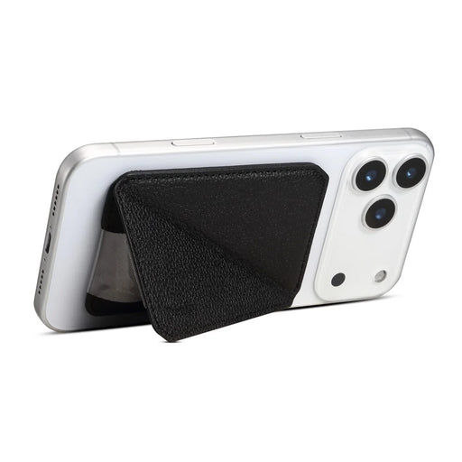 DENIOR V22 Magnetic Card Holder Vertical Horizontal Stand Cowhide Texture PU Leather Card Bag - Black - 2