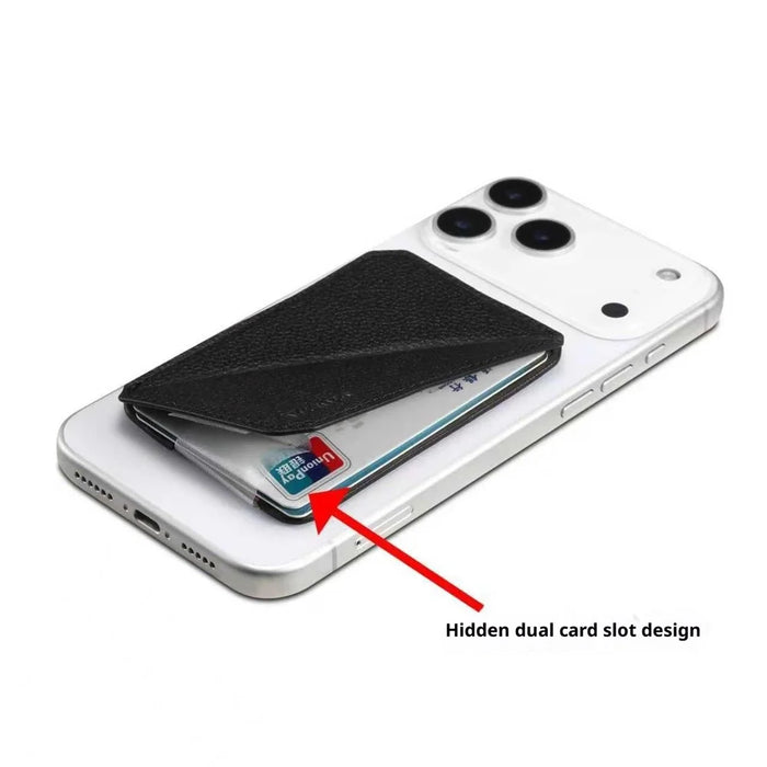 DENIOR V22 Magnetic Card Holder Vertical Horizontal Stand Cowhide Texture PU Leather Card Bag - Black - 5