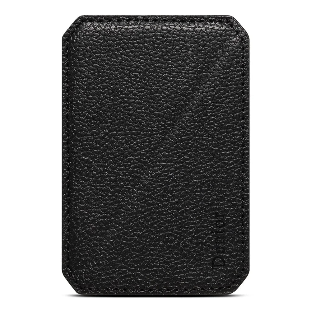 DENIOR V22 Magnetic Card Holder Vertical Horizontal Stand Cowhide Texture PU Leather Card Bag - Black - 6