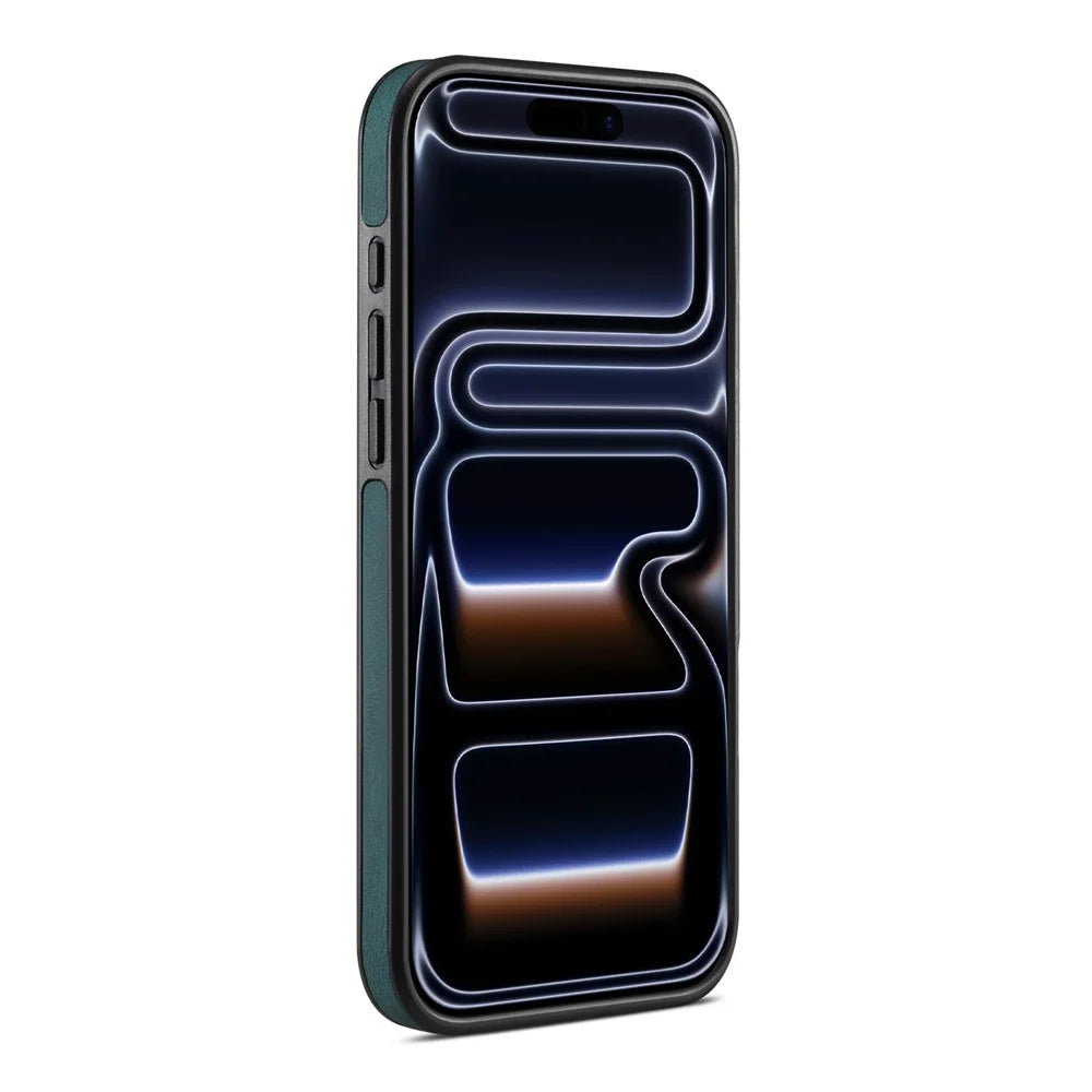 DENIOR A14 For iPhone 17 Pro Magnetic Case Rotary Kickstand Leather PC TPU Phone Cover - Blue - 5