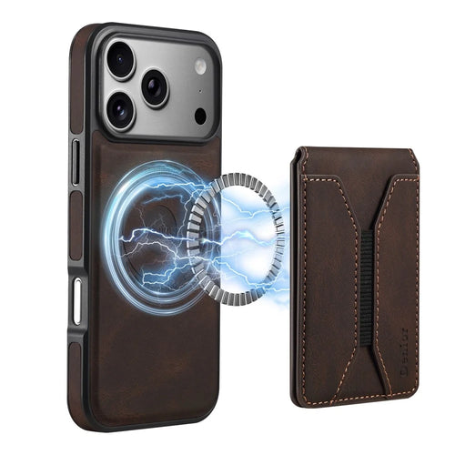 DENIOR D17 For iPhone 17 Pro Max Case Compatible with MagSafe Card Bag Phone Cover - Brown - 1