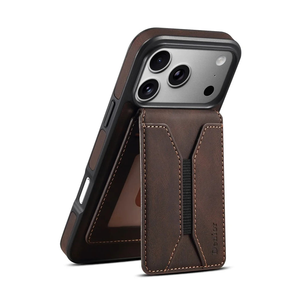 DENIOR D17 For iPhone 17 Pro Max Case Compatible with MagSafe Card Bag Phone Cover - Brown - 2