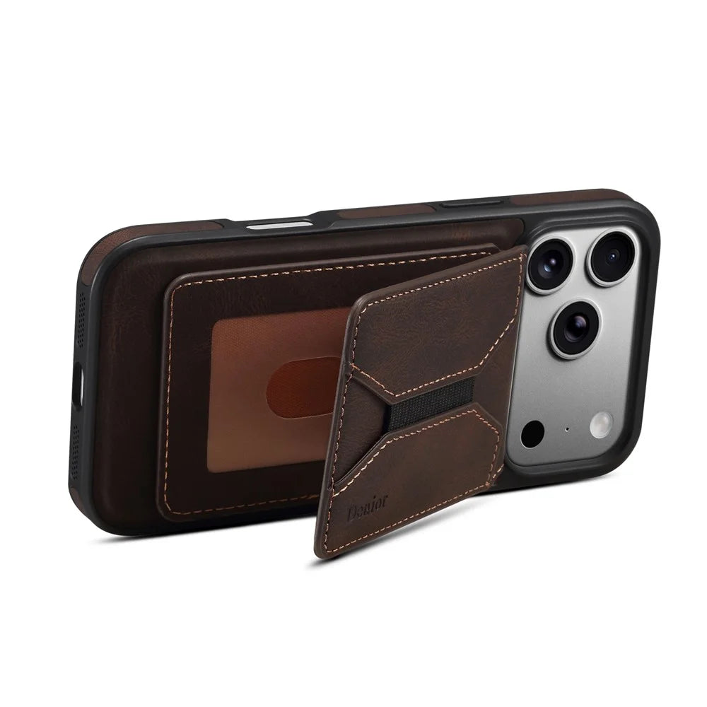 DENIOR D17 For iPhone 17 Pro Max Case Compatible with MagSafe Card Bag Phone Cover - Brown - 4