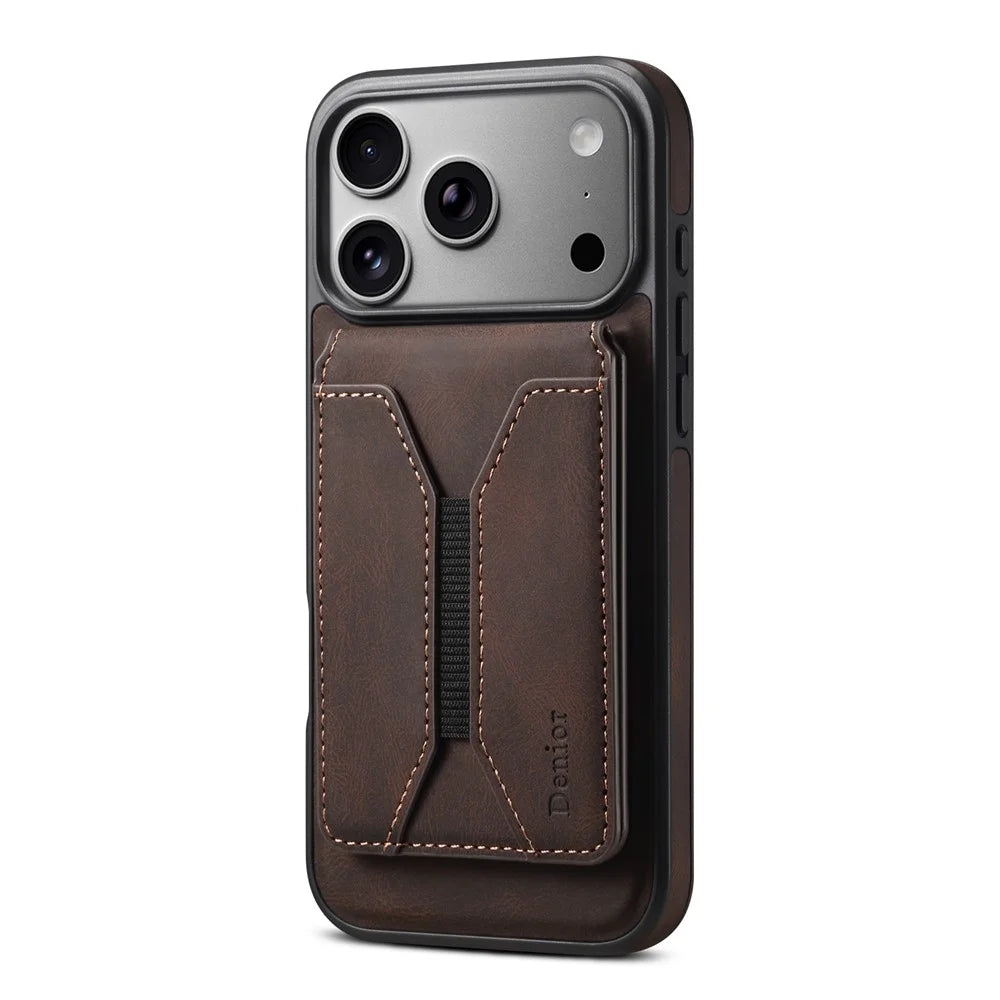 DENIOR D17 For iPhone 17 Pro Max Case Compatible with MagSafe Card Bag Phone Cover - Brown - 6