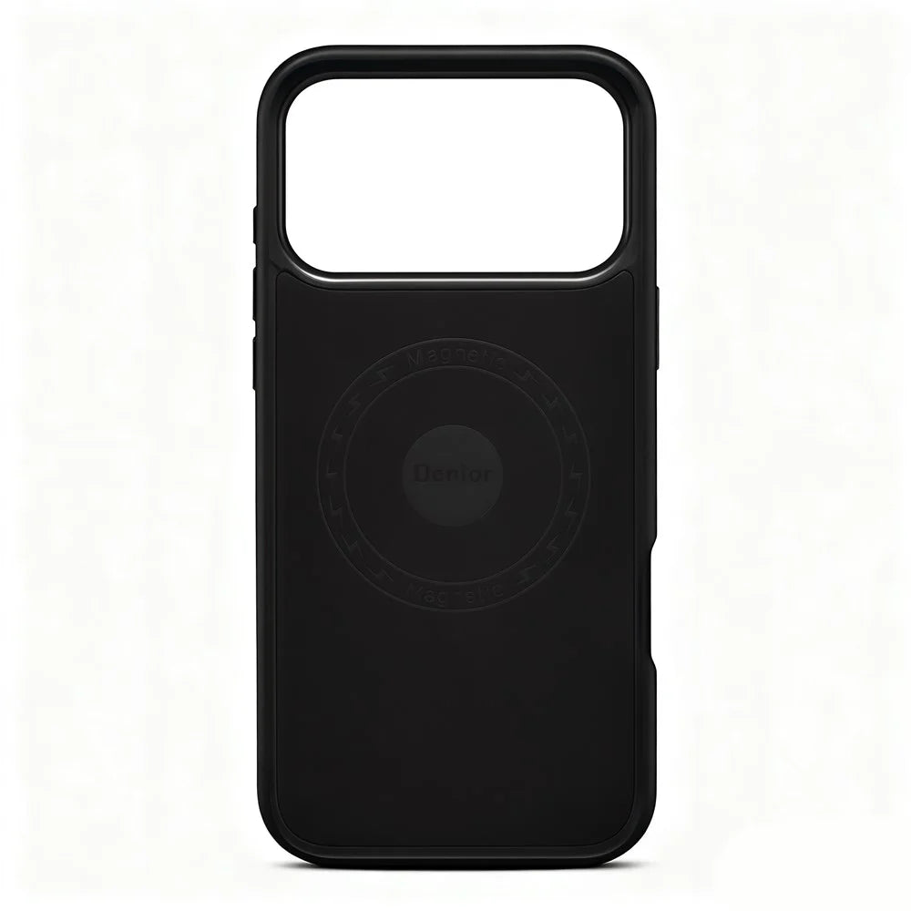 DENIOR A25+2 For iPhone 17 Pro Case Compatible with MagSafe Kickstand Skin Touch Leather PC TPU Phone Cover - Black - 7
