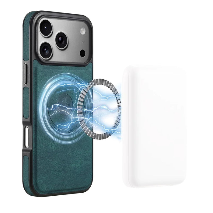 DENIOR A13 For iPhone 17 Pro Max Case Compatible with MagSafe Leather + PC + TPU Phone Cover - Blue - 1