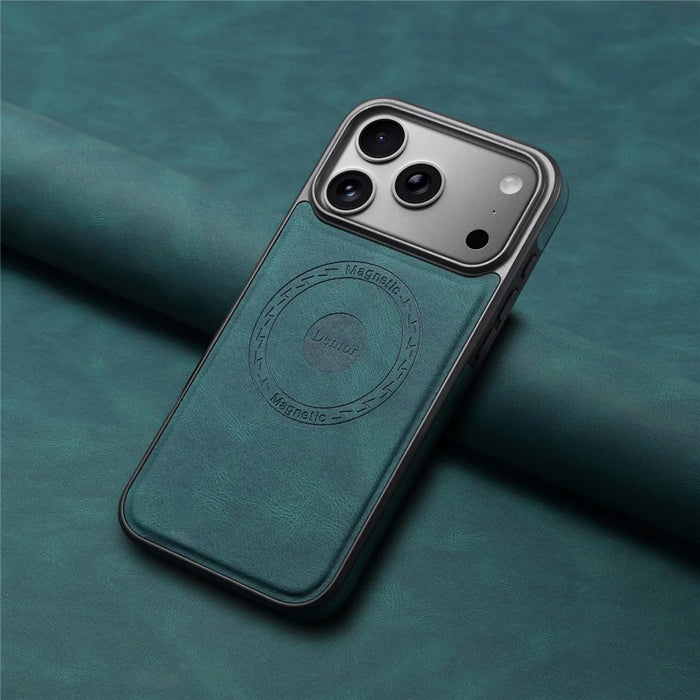 DENIOR A13 For iPhone 17 Pro Max Case Compatible with MagSafe Leather + PC + TPU Phone Cover - Blue - 5