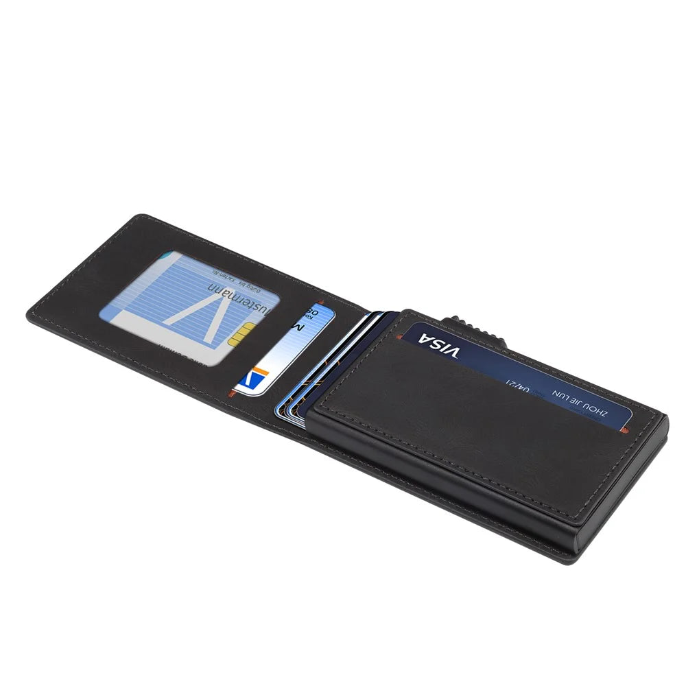 DENIOR V20 Skin Feel Magnetic Elastic Card Holder PU Leather Phone Stand Card Case - Black - 4