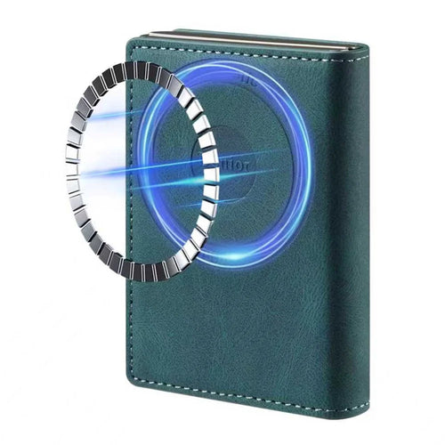 DENIOR V21 Skin Feel Magnetic Card Case PU Leather Kickstand Phone Back Card Holder - Blue - 1