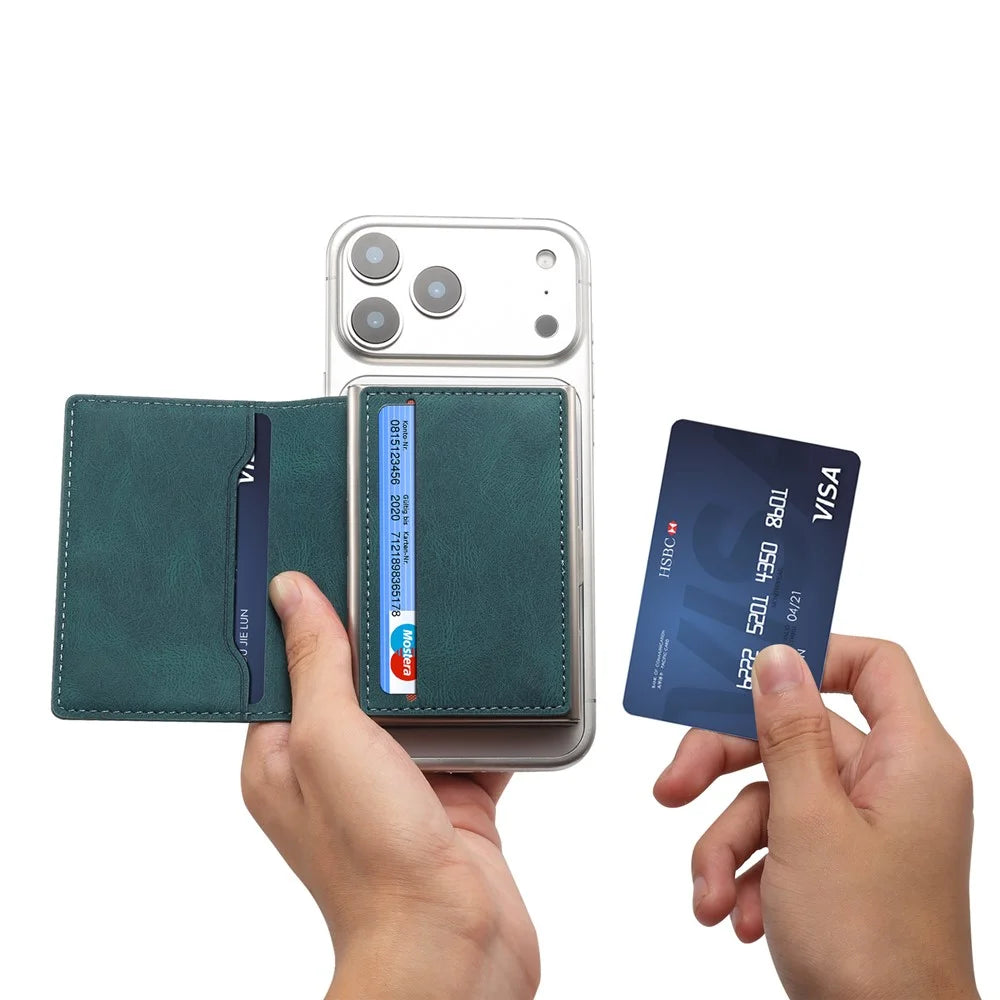 DENIOR V21 Skin Feel Magnetic Card Case PU Leather Kickstand Phone Back Card Holder - Blue - 5