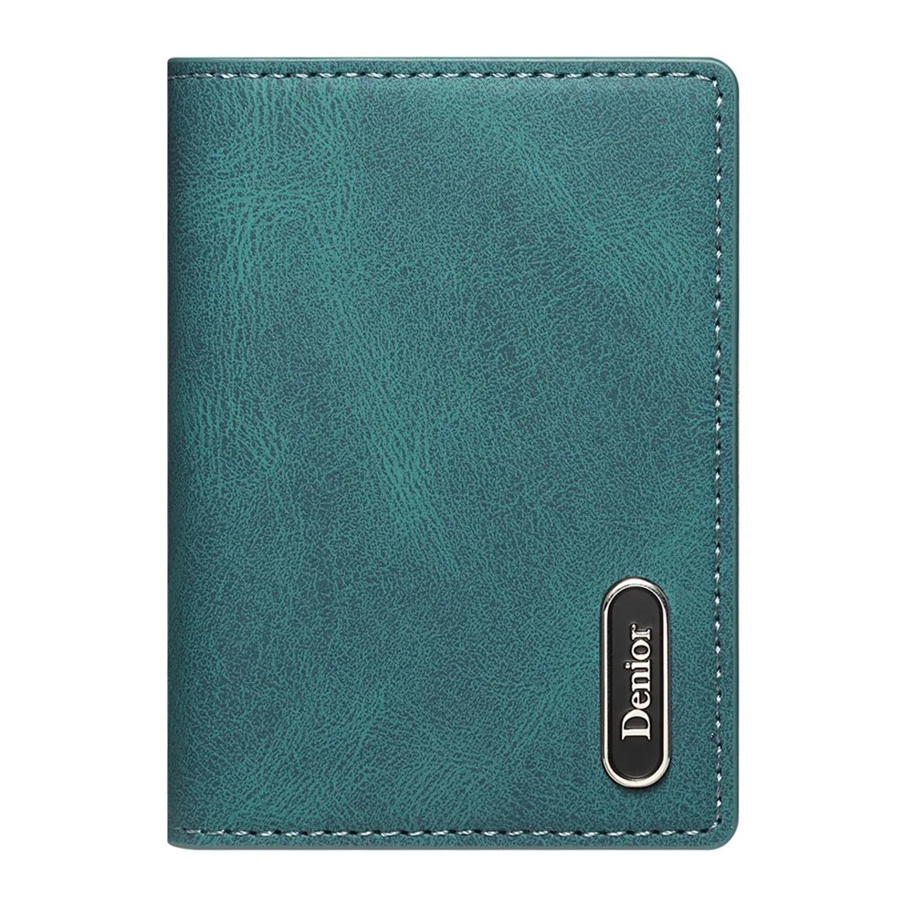 DENIOR V21 Skin Feel Magnetic Card Case PU Leather Kickstand Phone Back Card Holder - Blue - 7