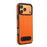 DENIOR A25+3 For iPhone 17 Pro Case Compatible with MagSafe Litchi Texture Leather PC TPU Kickstand Phone Cover - Orange - 5