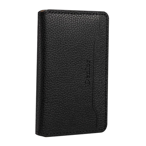 DENIOR V23 Magnetic Card Holder Litchi Texture PU Leather Phone Back Card Bag Kickstand - Black - 1