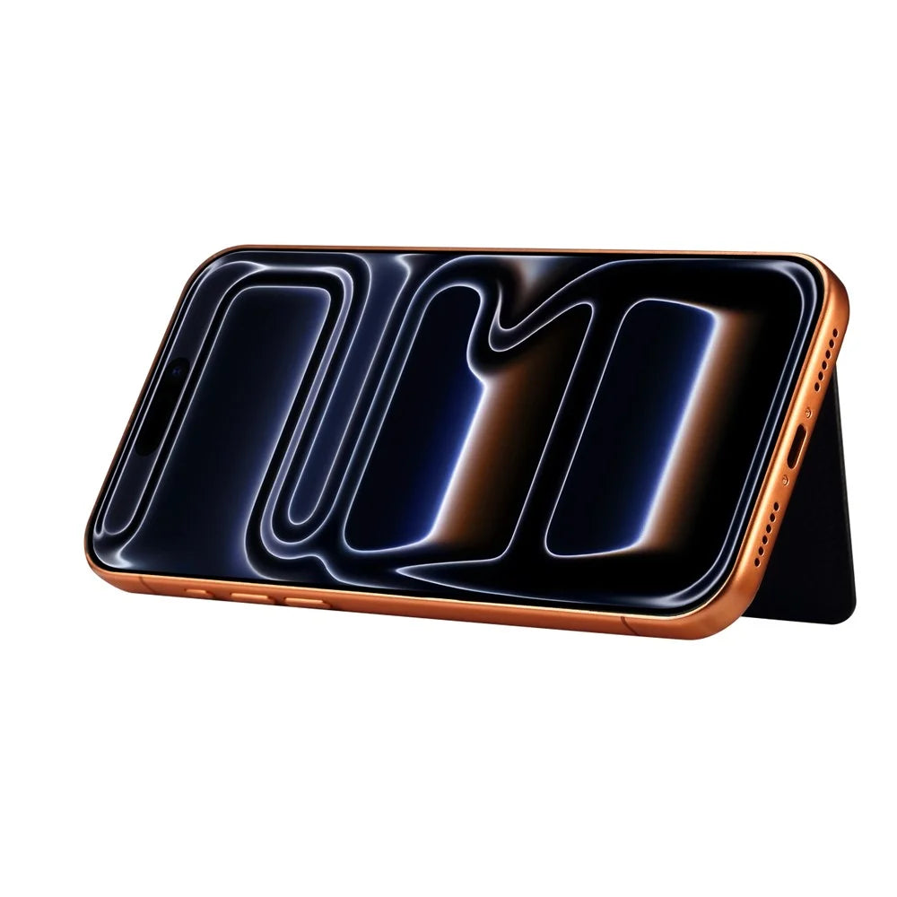 DENIOR V23 Magnetic Card Holder Litchi Texture PU Leather Phone Back Card Bag Kickstand - Black - 7