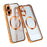 For iPhone 17 Case Compatible with MagSafe Hard PC Metal Frame Frosted Phone Back Cover - Orange - 1
