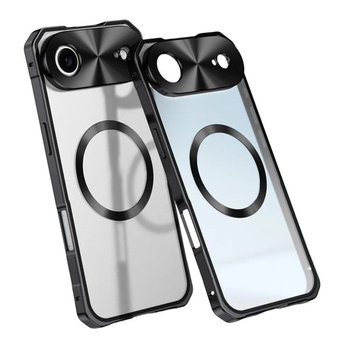 For iPhone Air Case Compatible with MagSafe Hard PC Metal Frame Frosted Phone Back Cover - Dark Grey - 1