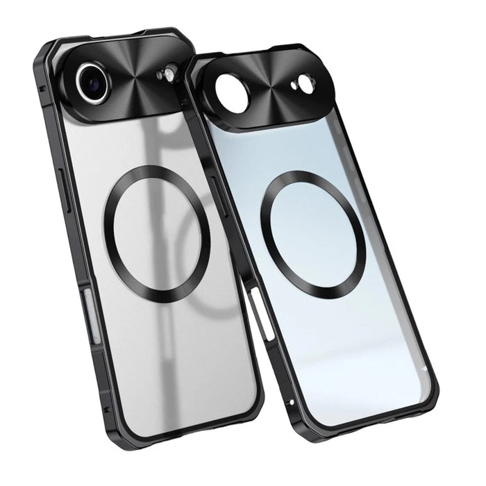 For iPhone Air Case Compatible with MagSafe Hard PC Metal Frame Frosted Phone Back Cover - Dark Grey - 1