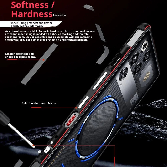 For ZTE nubia RedMagic 11 Pro 5G / 11 Pro+ 5G Bumper Case Dual Color Metal Frame Phone Cover with Screw Lock - Black / Red - 7