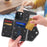 For iPhone 15 Pro Case Card Holder Kickstand PU Leather + TPU Glitter Phone Cover with Shoulder Strap - Black - 2