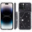 For iPhone 15 Pro Case Card Holder Kickstand PU Leather + TPU Glitter Phone Cover with Shoulder Strap - Black - 7