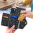 For iPhone 15 Plus Case Card Holder Kickstand PU Leather + TPU Glitter Phone Cover with Shoulder Strap - Black - 2